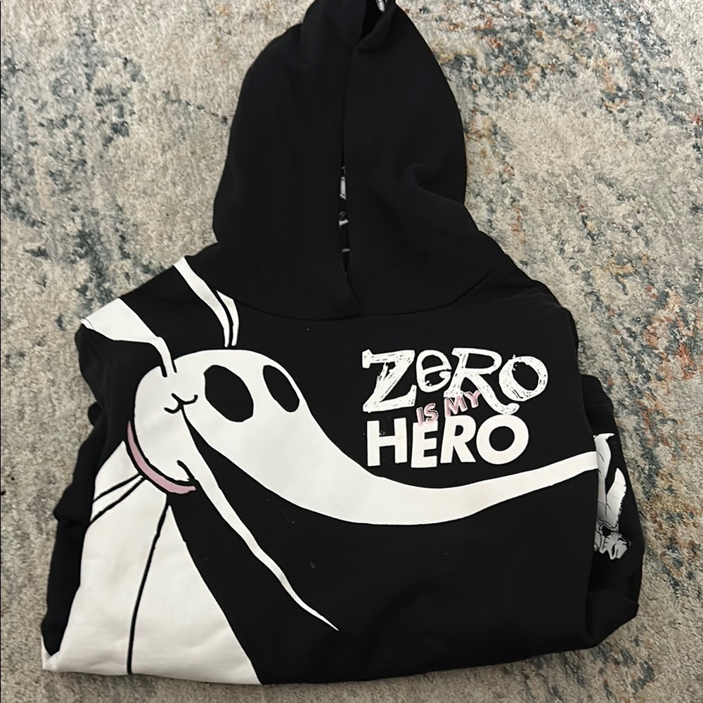 Disney Black and White Zero is my Hero medium child sweatshirt with Oogie boogie